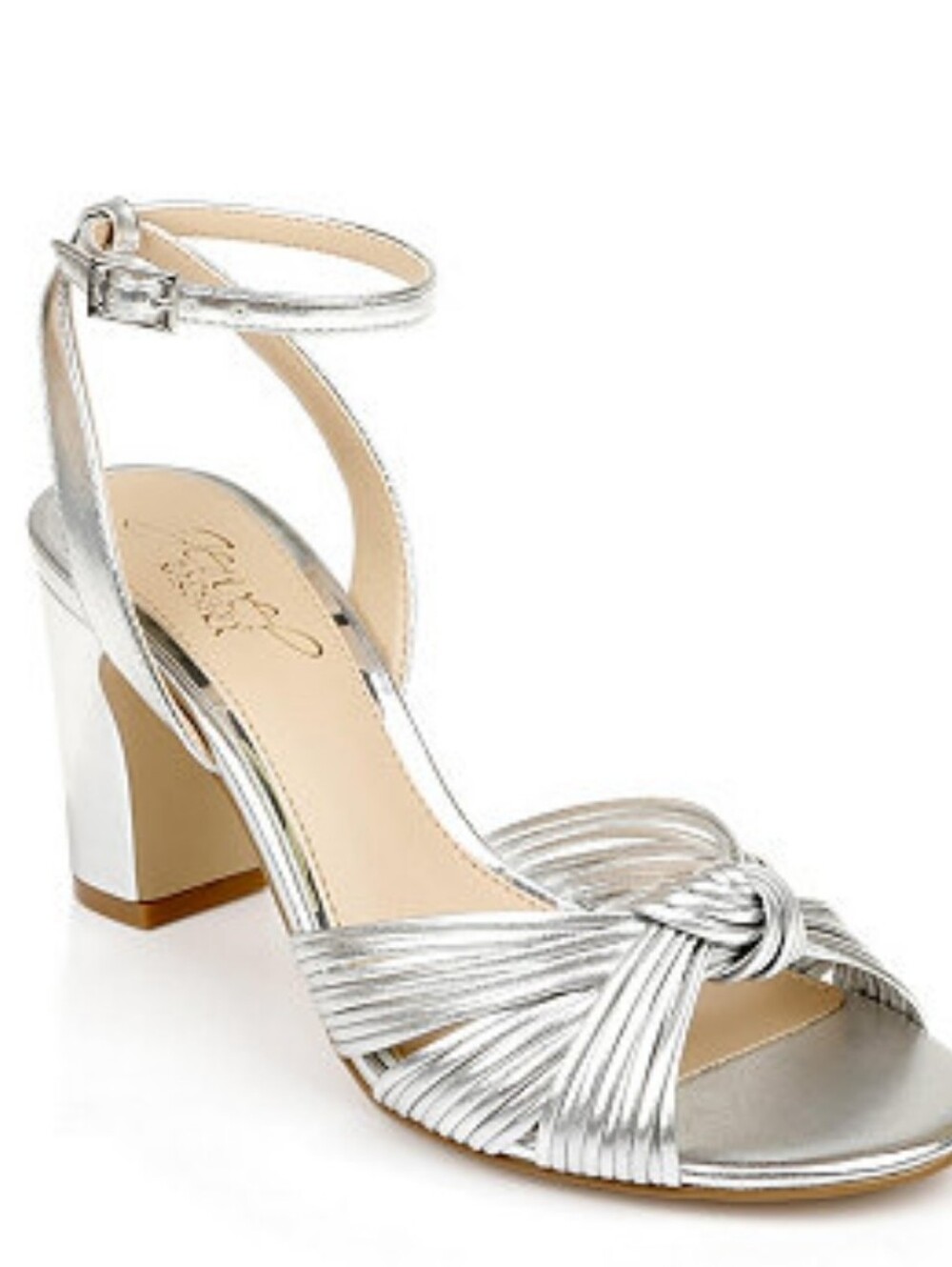 Jewel Badgley Mischka Christen Knot Detail Block Heel Evening Sandals Size 6